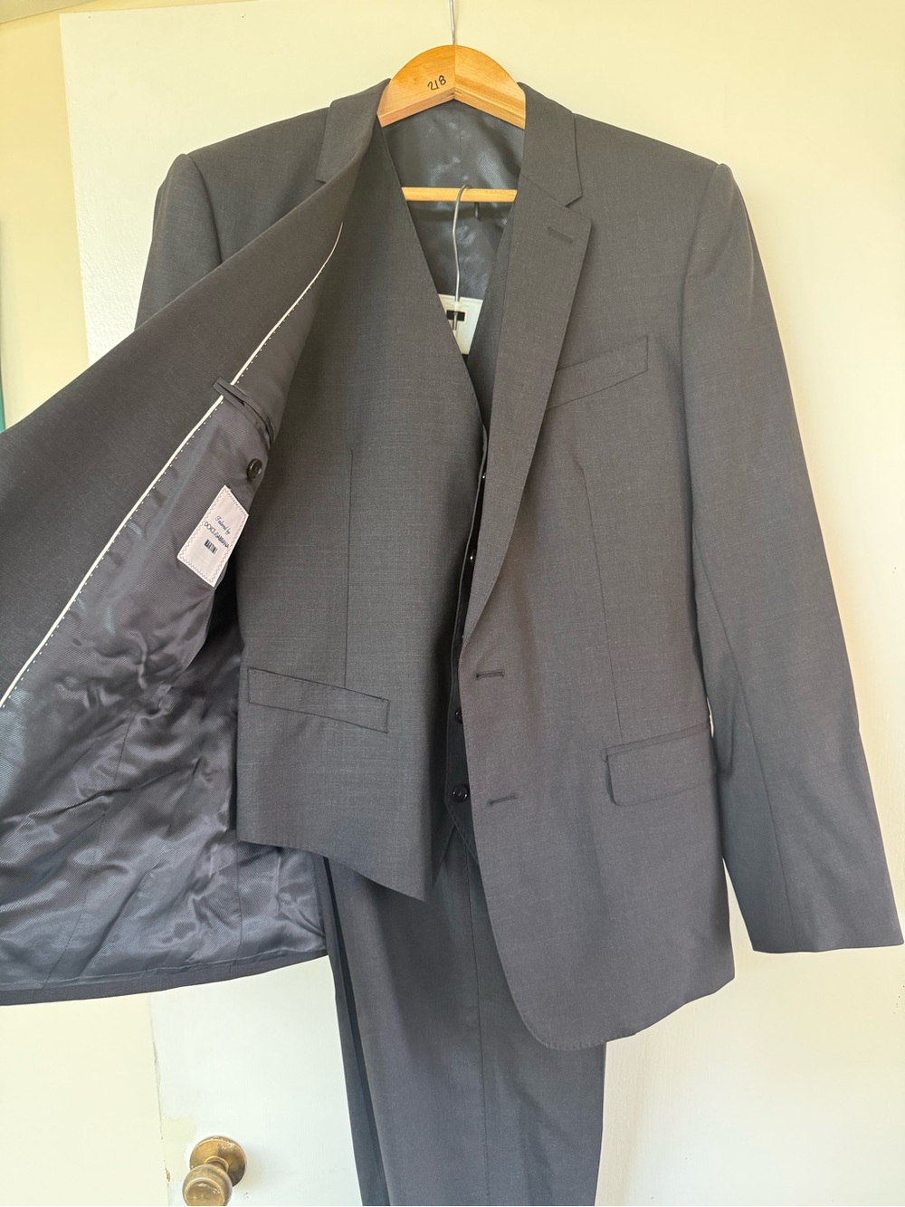 Dolce & Gabbana Charcoal Gray Men's Suit Jacket & Pants